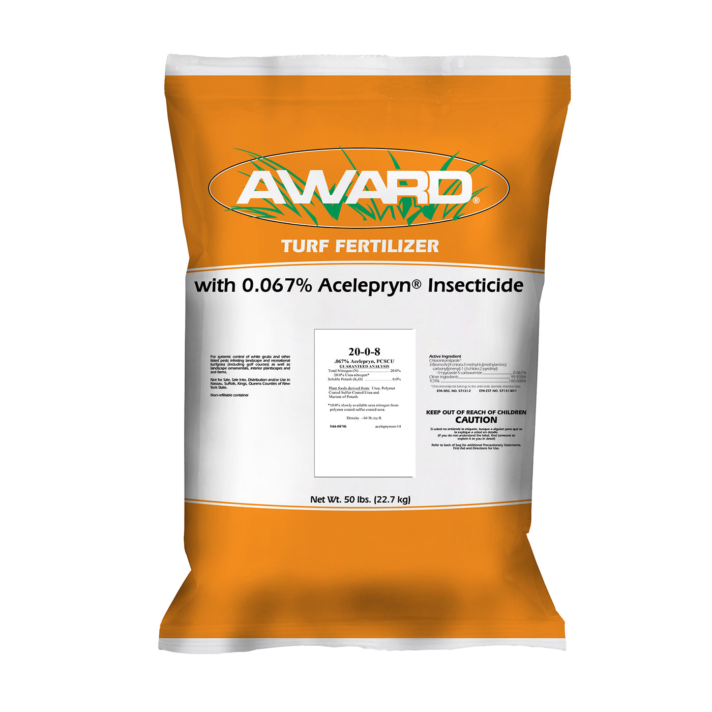 20-0-8 Fertilizer with 0.067% Acelepryn bag (50 lbs)