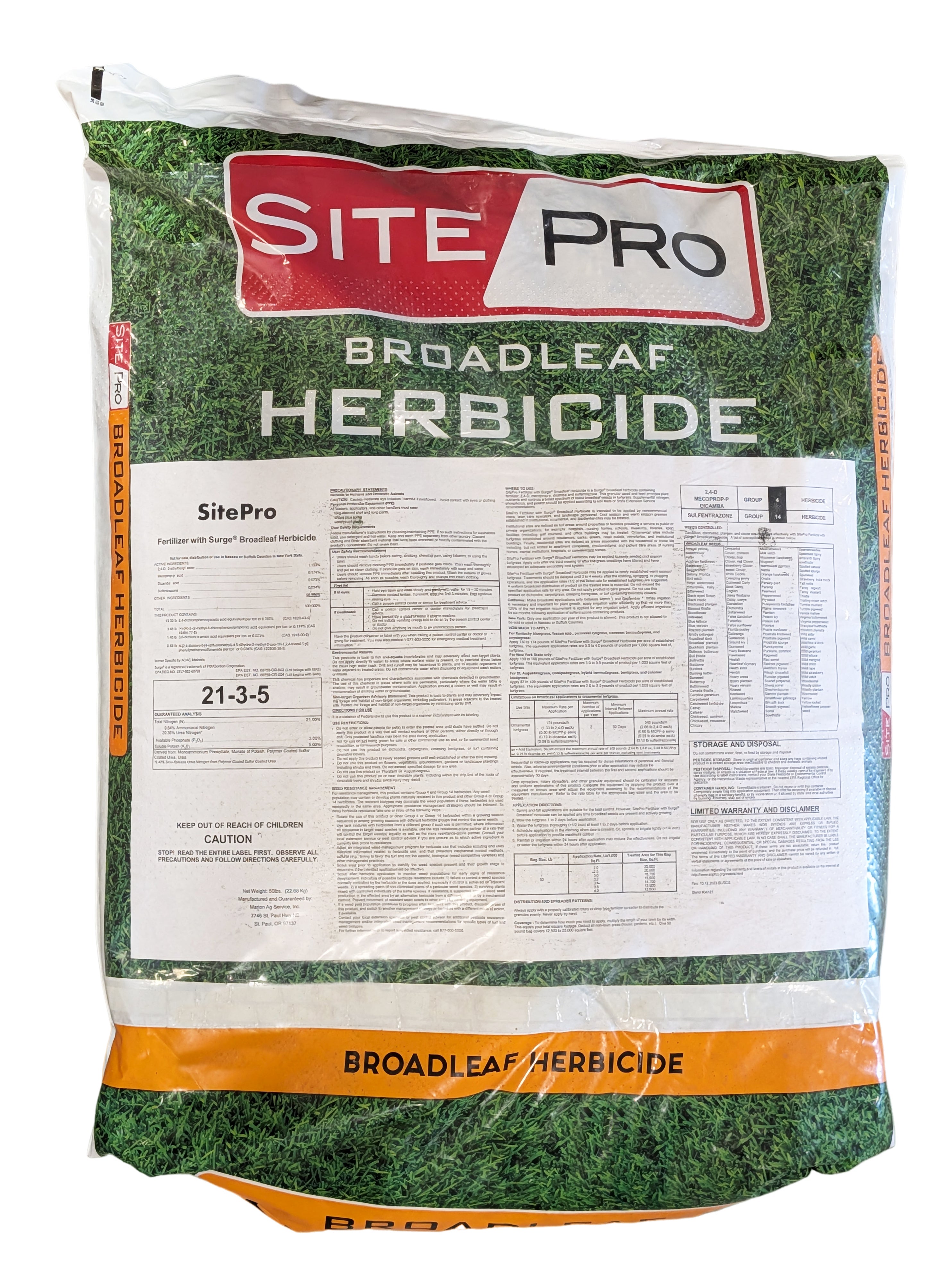 SitePro 21-3-5 Weed & Feed with Surge Broadleaf Herbicide bag (50 lbs)