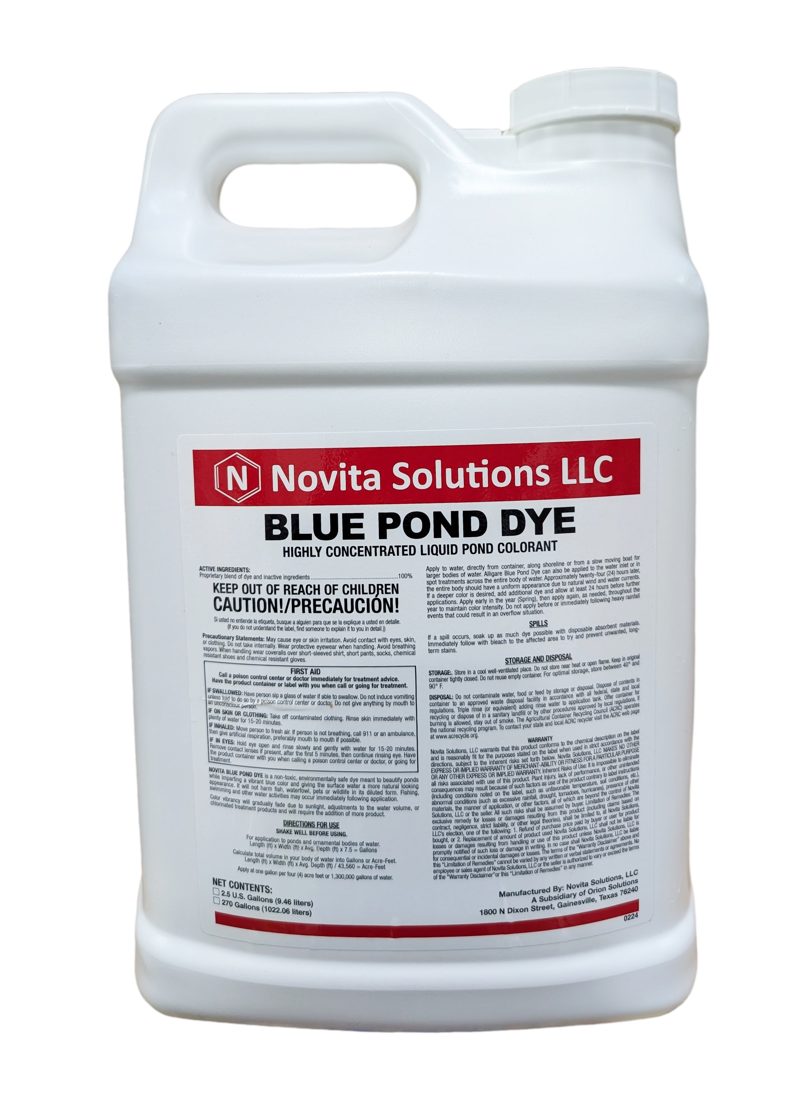 Novita Blue Pond Dye jug (2.5 gal)