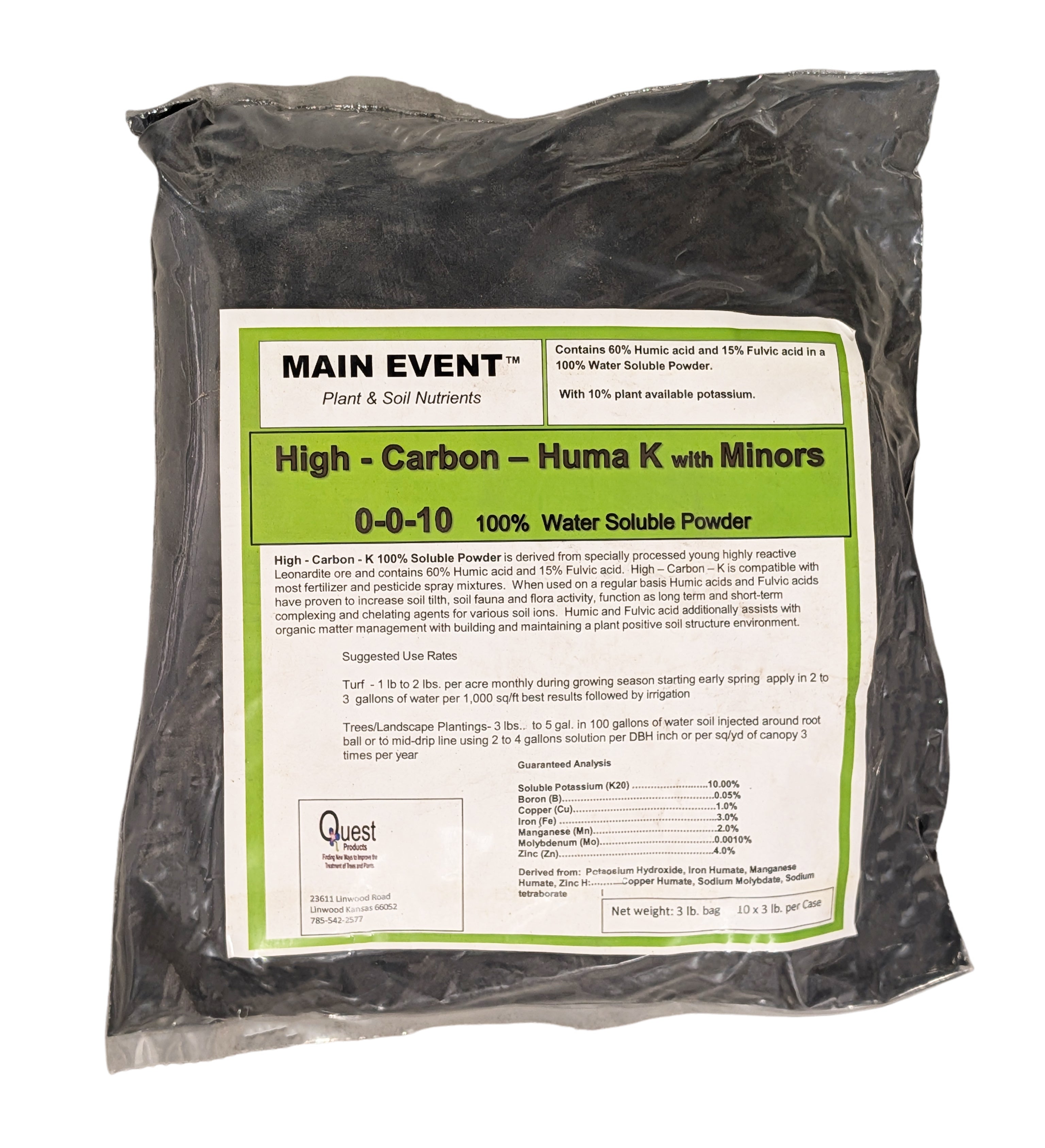Main Event High Carbon Huma K 0-0-10 Soluble Humic Fulvic Powder bag (3 lbs)