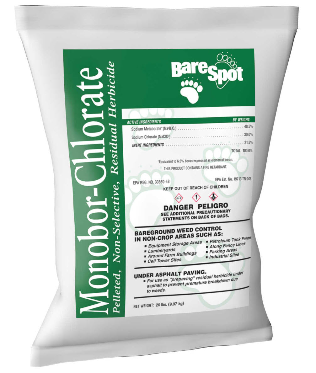 monocot herbicide Bare Spot Monobor-Chlorate Non-Selective Herbicide 20 lb. Bag