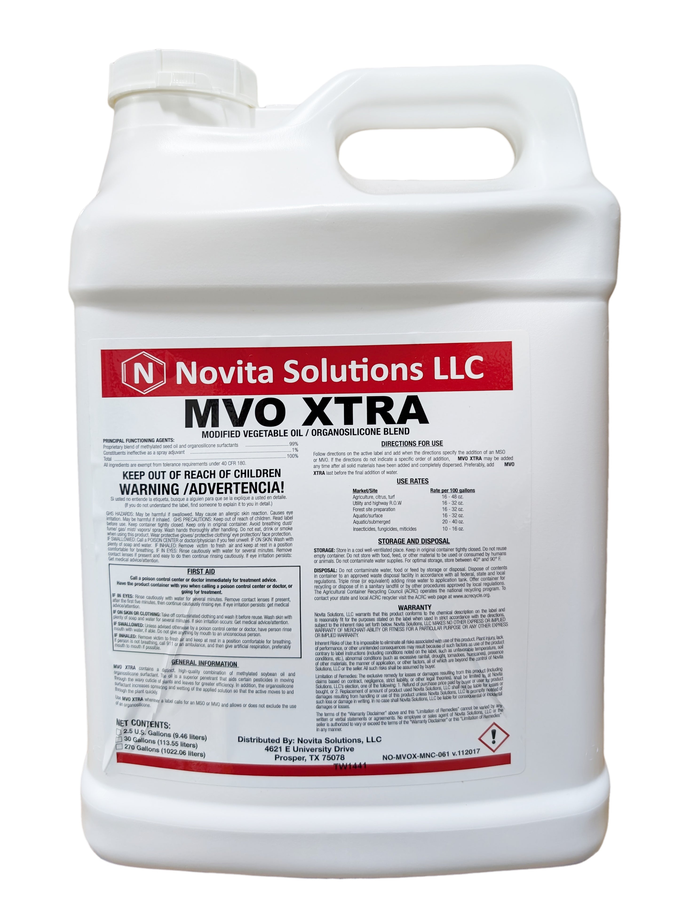 Novita MVO Xtra Premium Spray Adjuvant jug (2.5 gal)