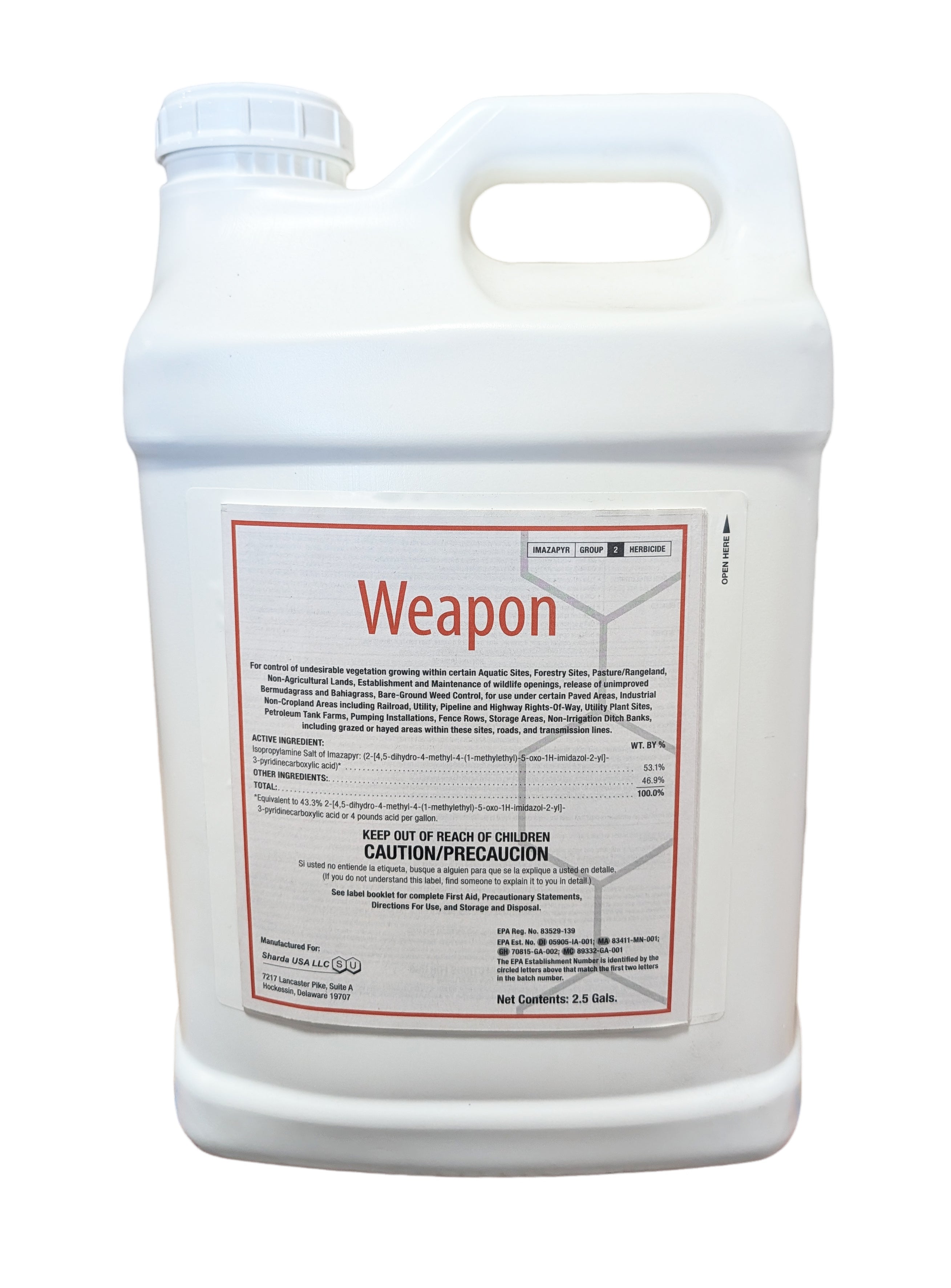 Weapon Herbicide (Arsenal, Imazapyr 4SL) jug (2.5 gal)