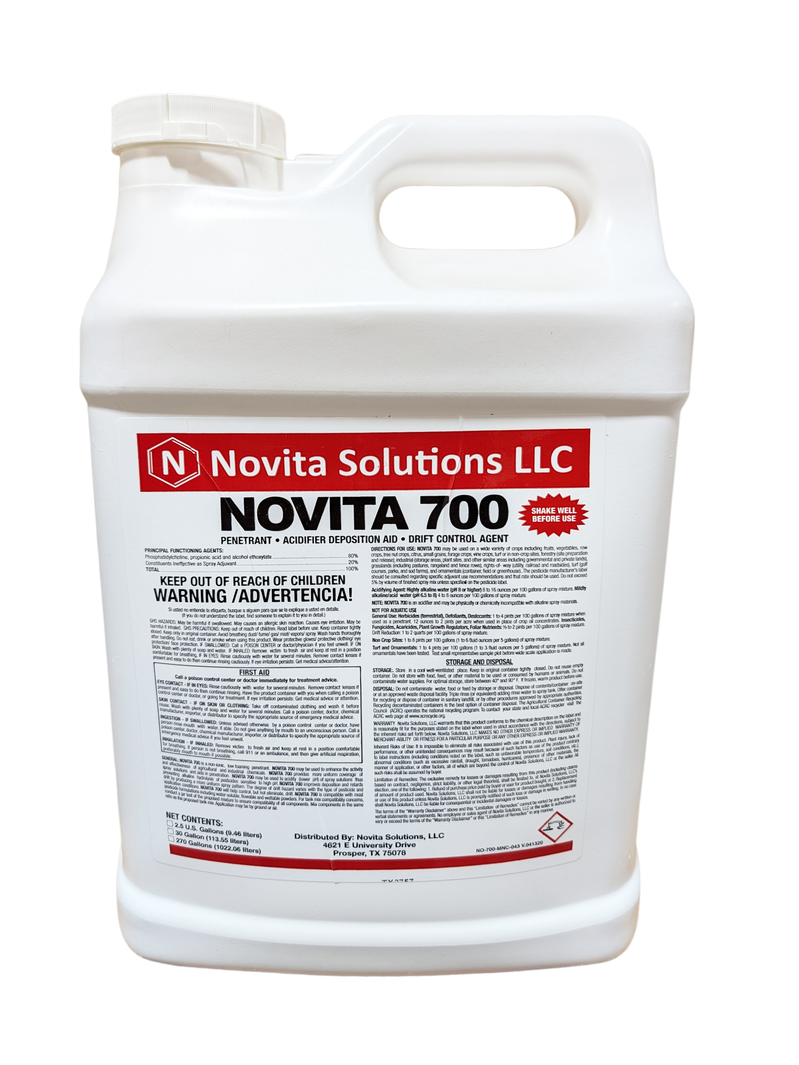 Novita 700 Spray Adjuvant jug (2.5 gal)