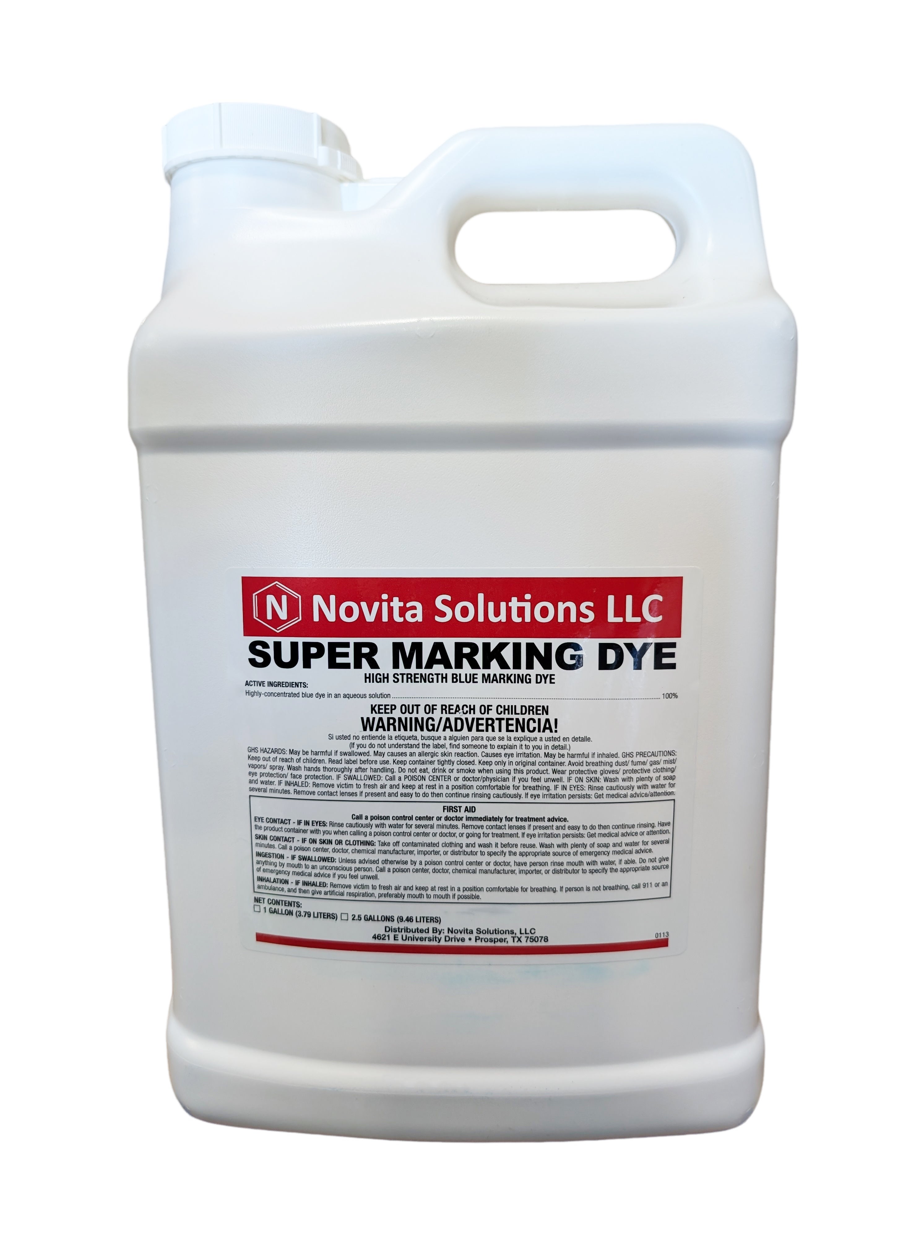 Novita Super Blue Marking Dye jug (2.5 gal)
