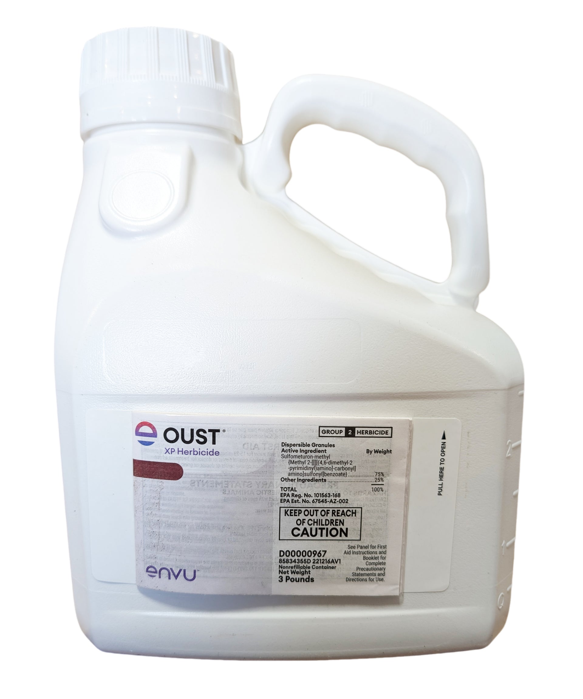 herbicide impregnated fertilizer Oust XP Herbicide bottle (3 lbs)