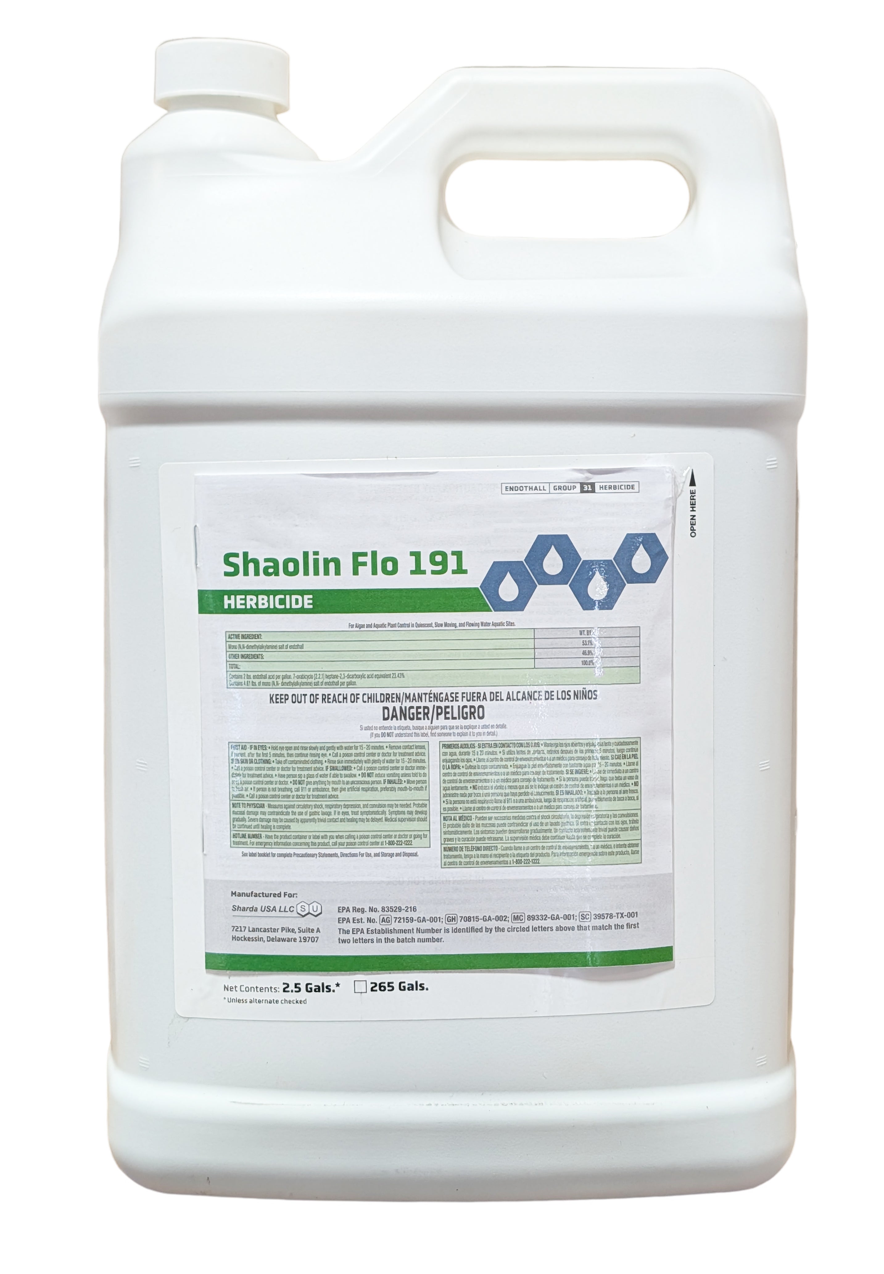 Shaolin Flo 191 Aquatic Herbicide & Algaecide (Hydrothol 191) jug (2.5 gal)