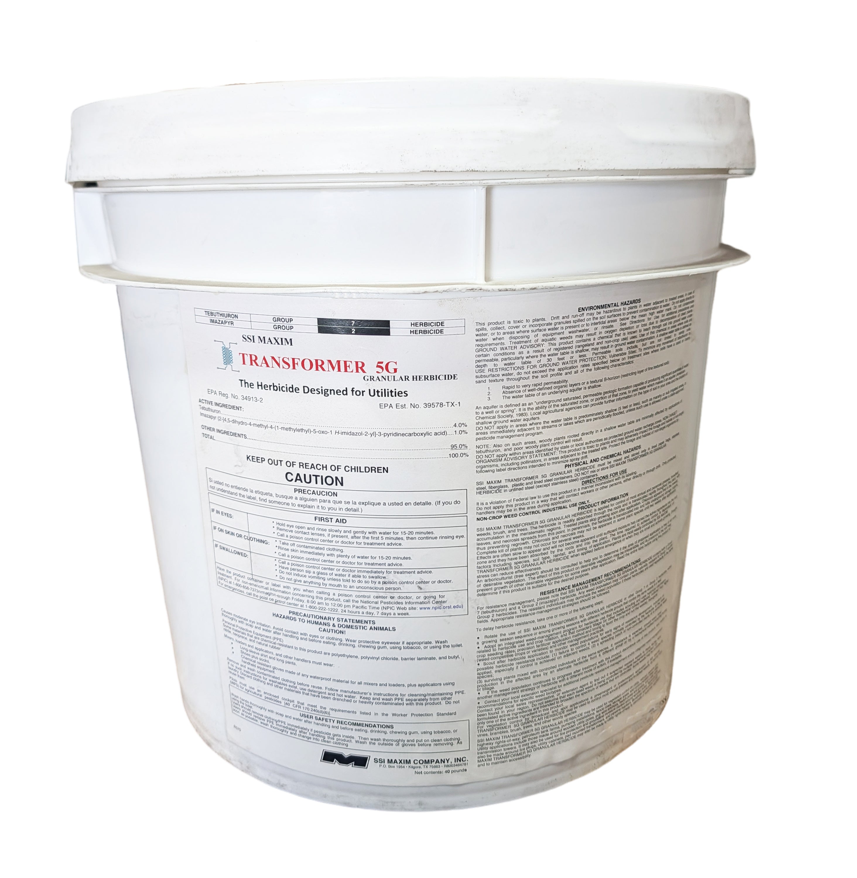 Transformer 5G Granular Herbicide bucket (40 lbs)