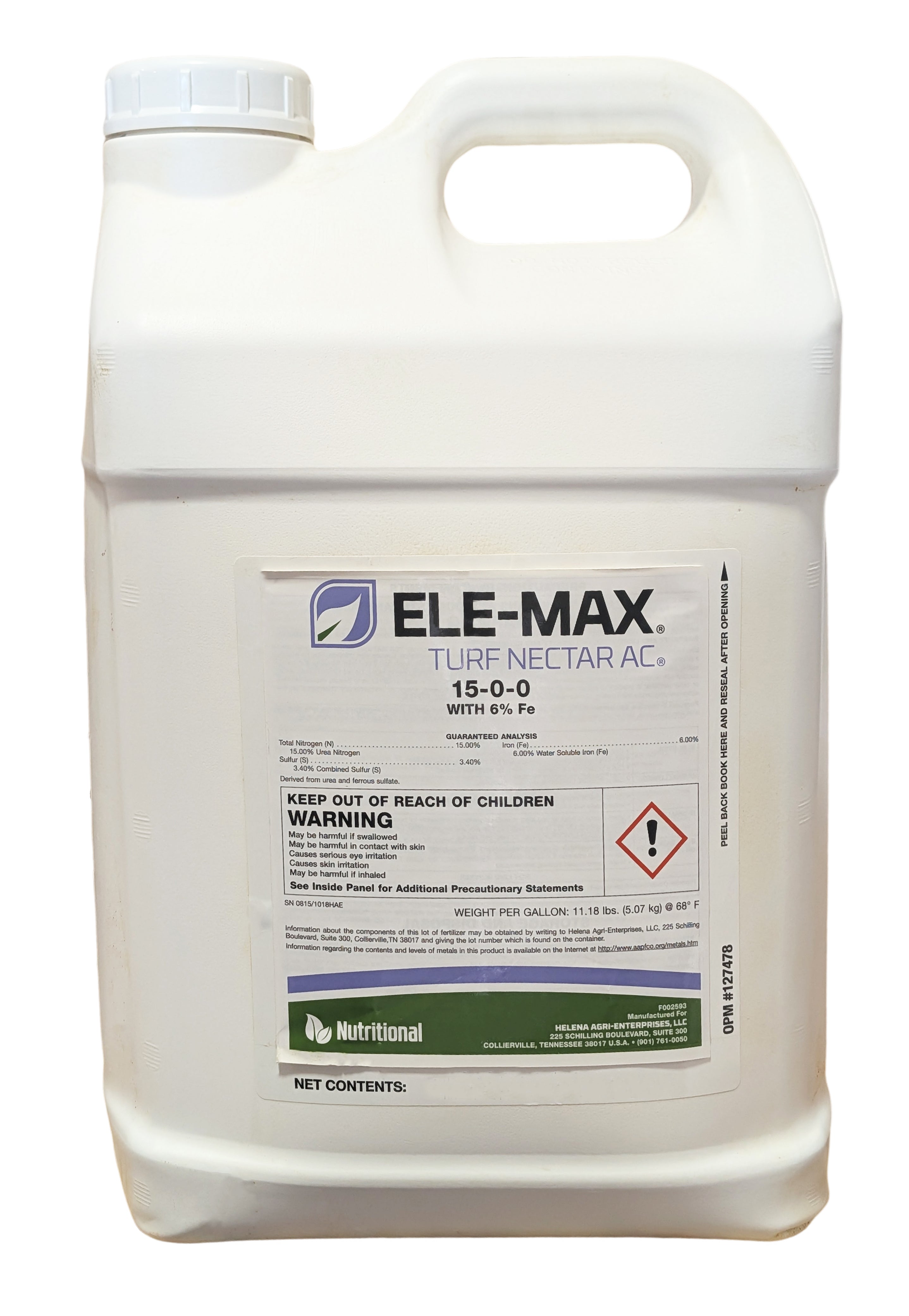 Ele-Max Turf Nectar AC 15-0-0 | Liquid Iron Turf Fertilizer jug (2.5 gal)